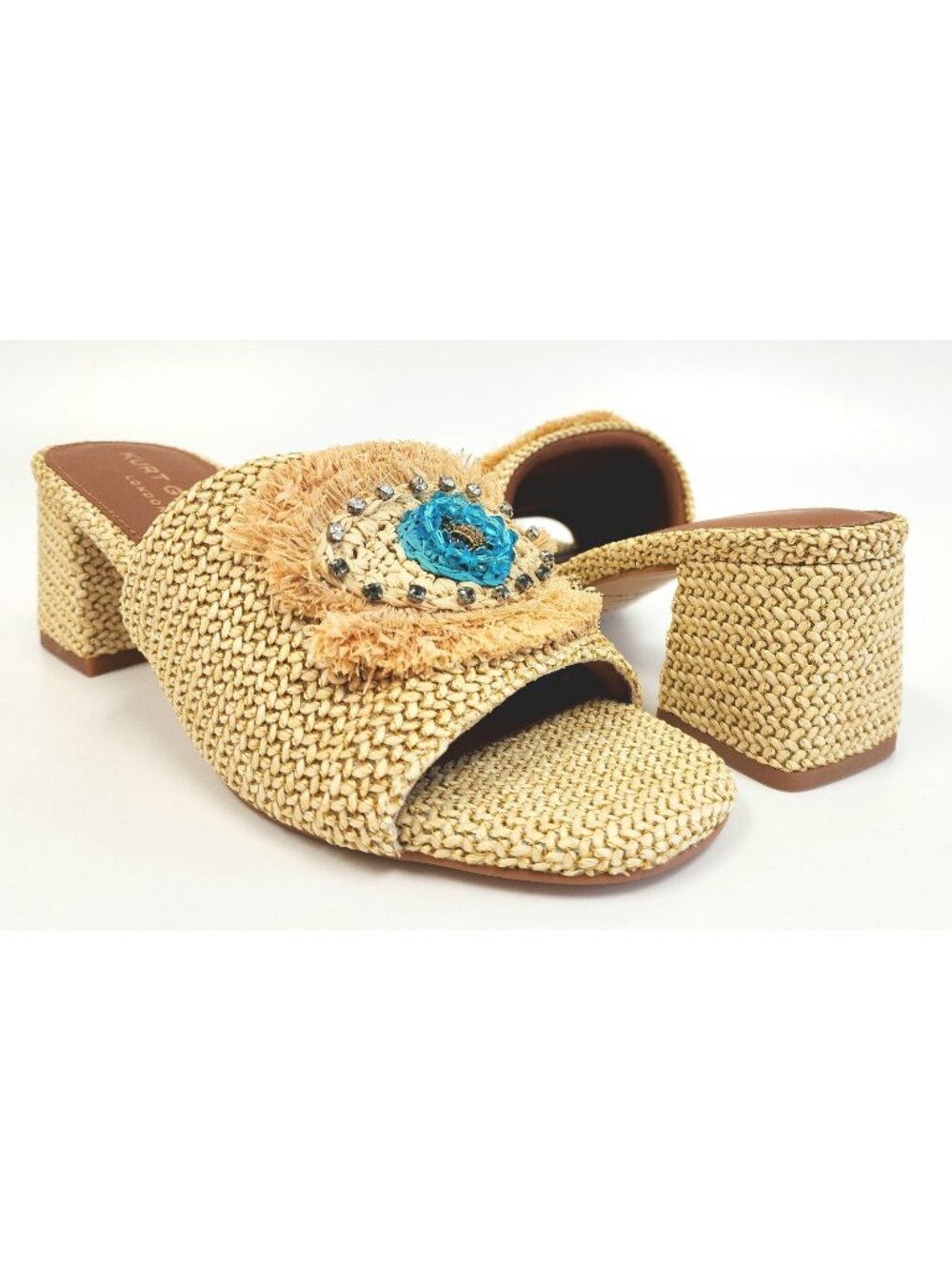 Kurt Geiger London Olive Womens Mules Heels Sandals Open Beige Size 38.5, US 8.5
